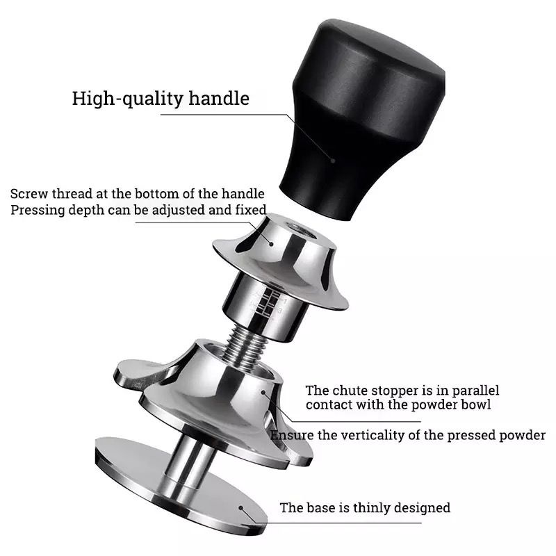 coffee click tamper 58mm hiqh quality stainless steel 304 distribution tool / tamping kopi distribution tools flat base adjustable