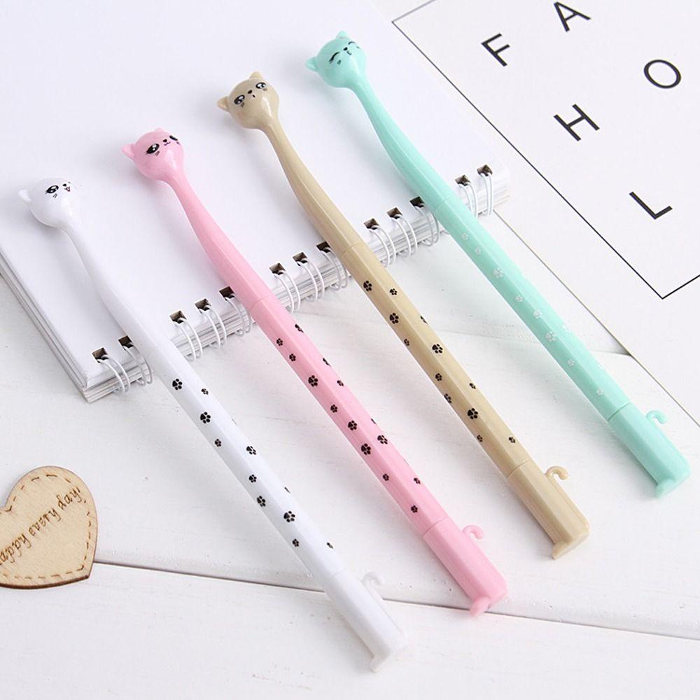 Mxbeauty Siswa Pena Netral Profesional Tahan Lama Kartun Alat Tulis Sekolah Menulis Pasokan Kucing Berkaki Tinggi Hitam 0.5 mm Rol Cepat Kering Ball Point Pen