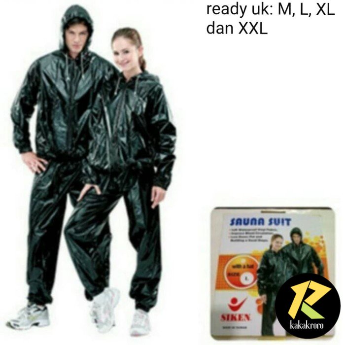 Sauna Suit Siken Jaket Sauna Jaket Olahraga - Hitam, M