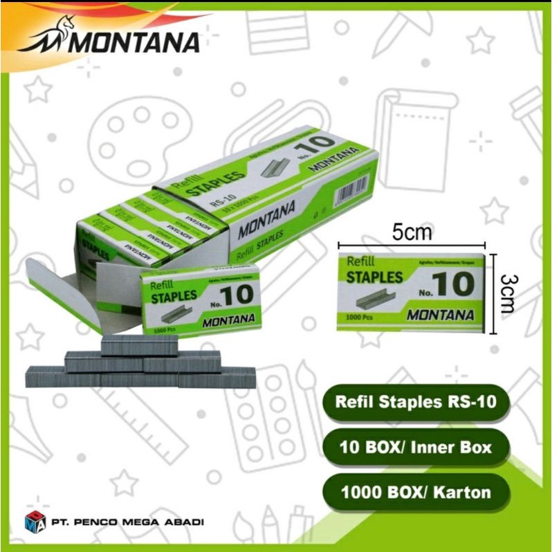 

ISI STAPLES MONTANA/REFILL STAPLES NO.10 1000 PCS