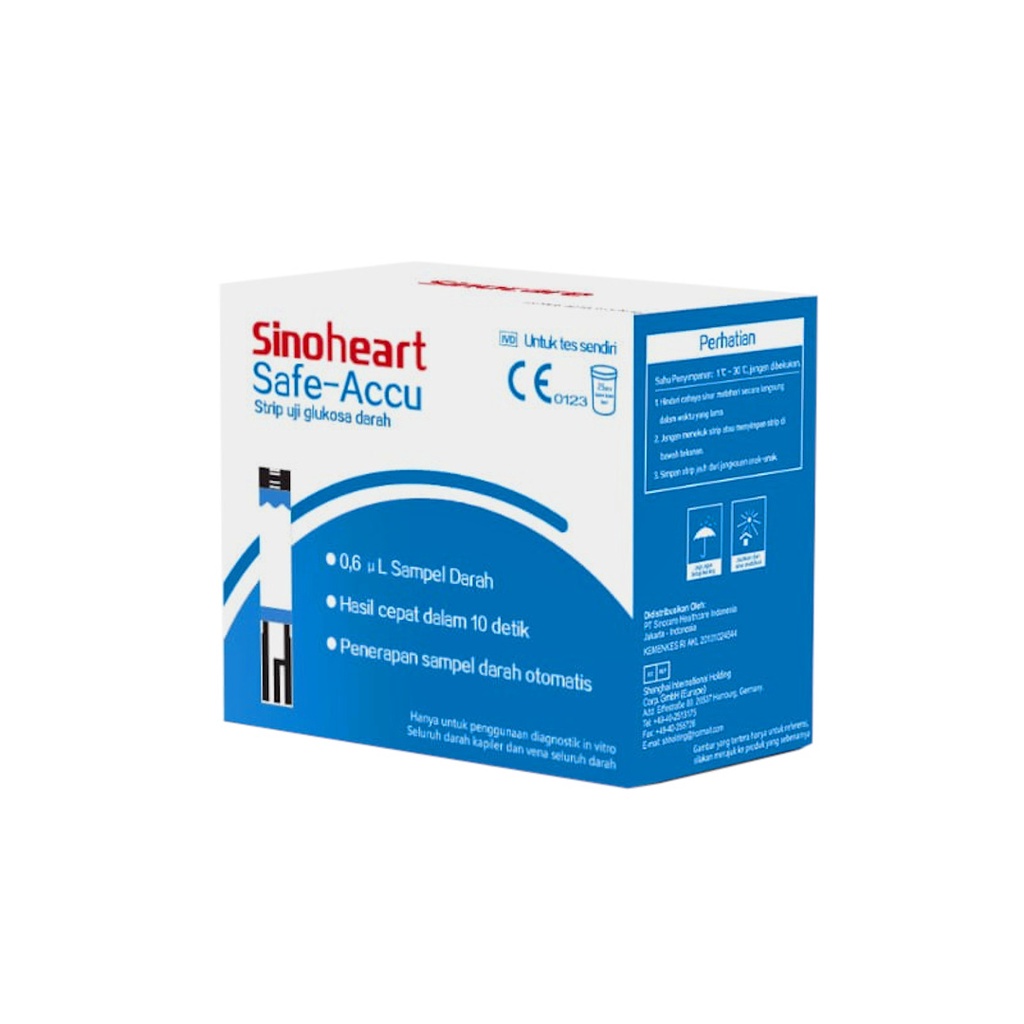 Strip Gula Darah Sinocare Sinoheart Safe-Accu Strip Uji Gula Darah isI 50 Strip