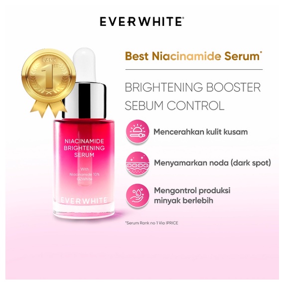 ORIGINAL EVERWHITE  Niacinamide Brightening Serum 20 ml / Acne Prone Redness Wrinkless  Solution / Serum Wajah / Face Serum / LEDI MART