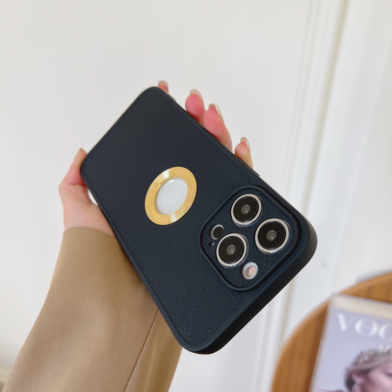 Soft Case Pelindung Penuh Bahan Kulit Model Rongga Untuk iPhone 14 13 12 11 Pro Max 14 Plus