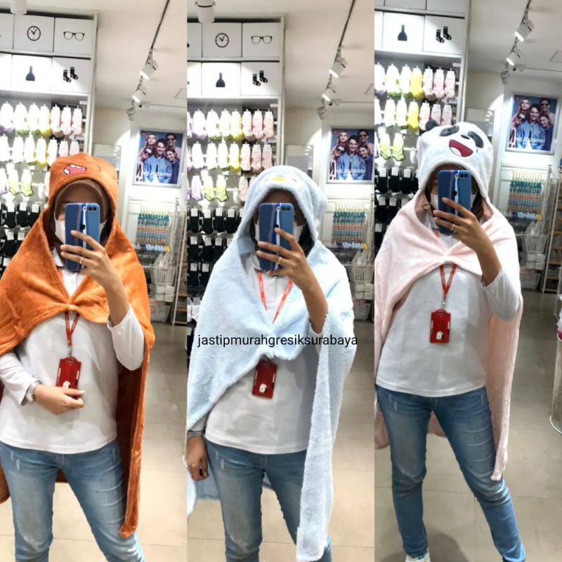 BLANKET WE BARE BEARS MINISO SELIMUT MINISO BALMUT SELIMUT HOODIE