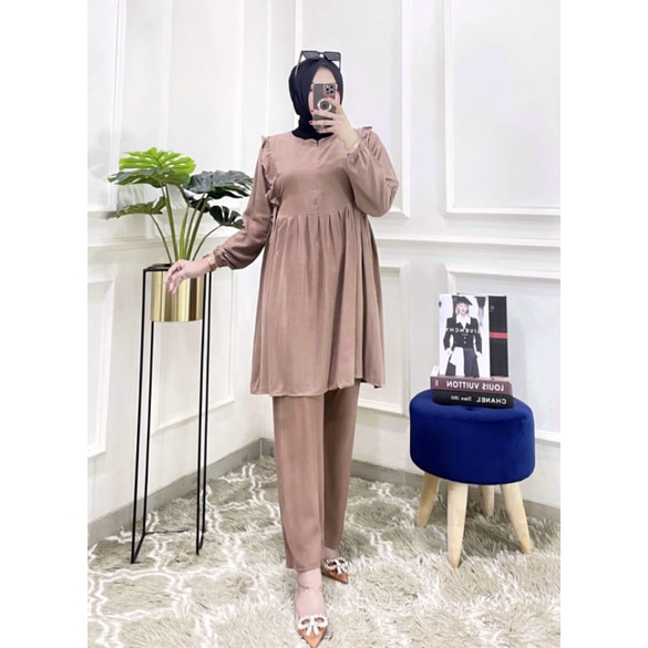 SETELAN TUNIK KEKINIAN BAHAN RAYON FIT TO XL BUSUI