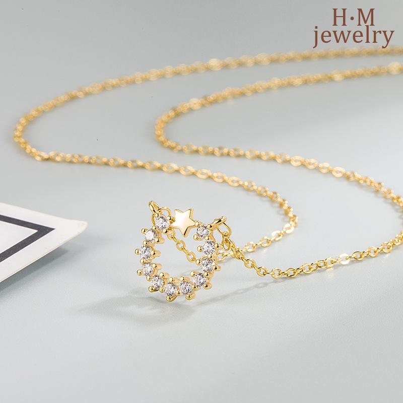 Kalung Rantai Sterling Silver 925 Dengan Liontin Bintang + Zircon AAA Untuk Wanita 2022