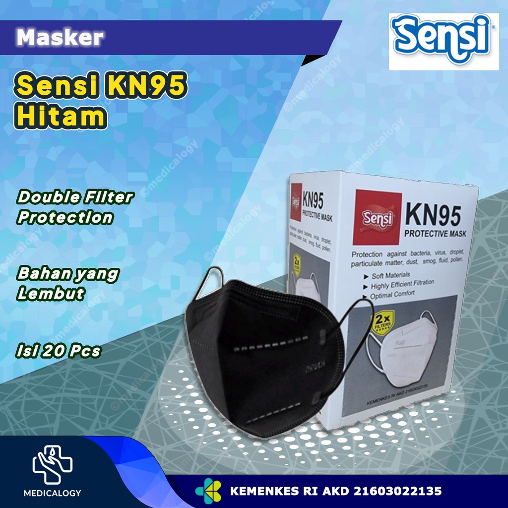 Masker KN95 Sensi Warna Hitam Black