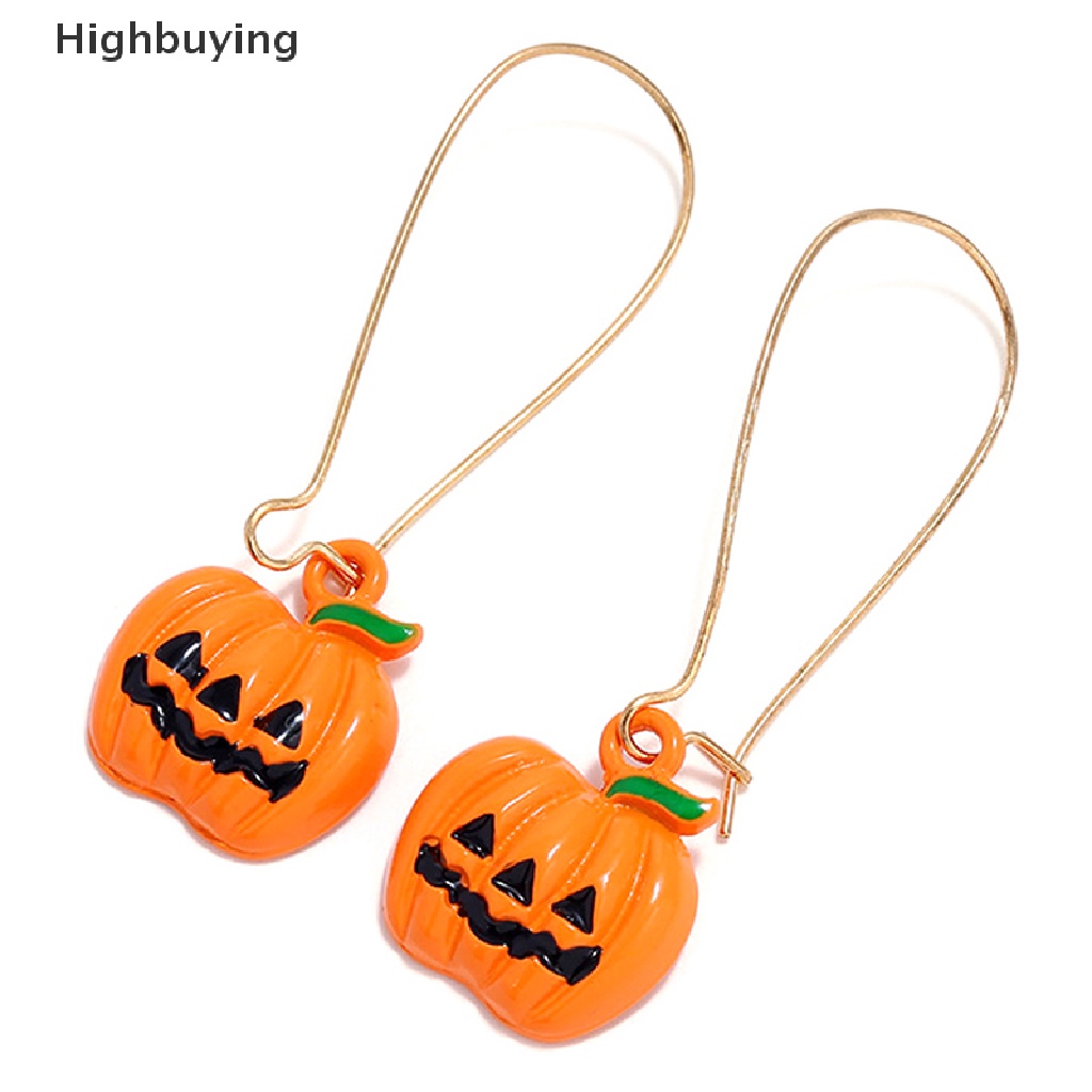 Anting Hoop Bentuk Labu Besar Warna Emas Untuk Aksesoris Perhiasan Pesta Halloween Glory