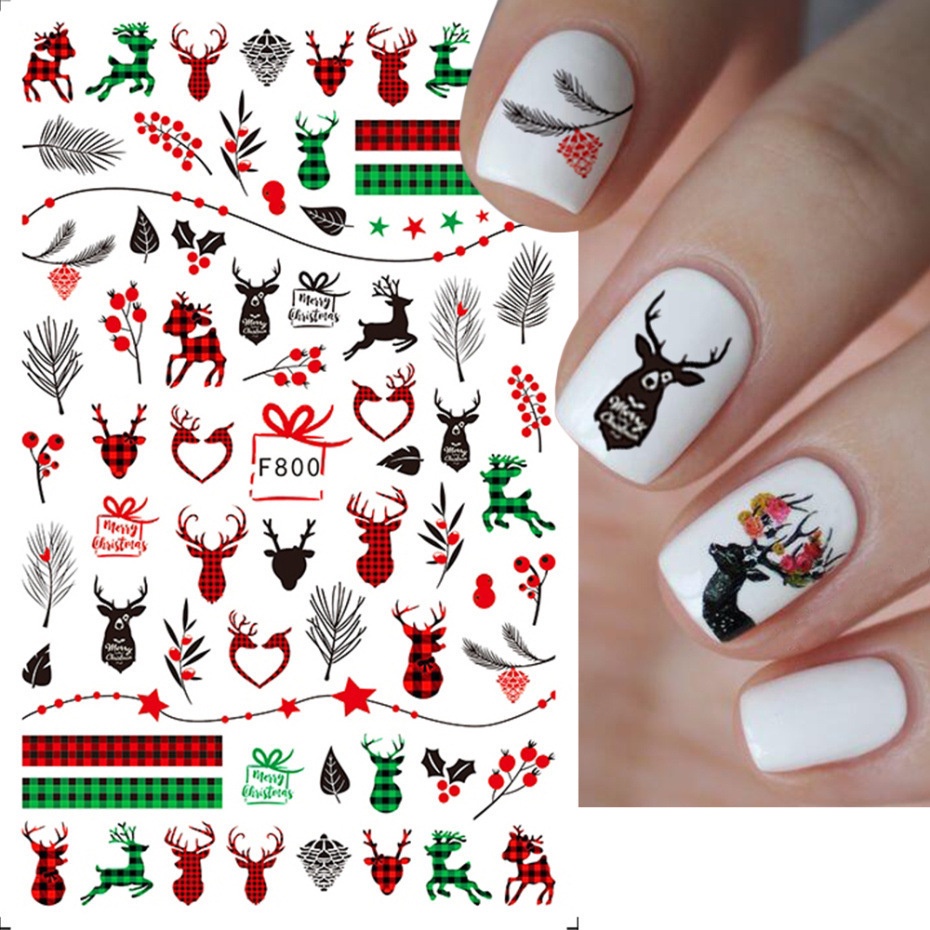 1 Pc Stiker Kuku 3D Motif Natal Untuk Dekorasi Nail Art