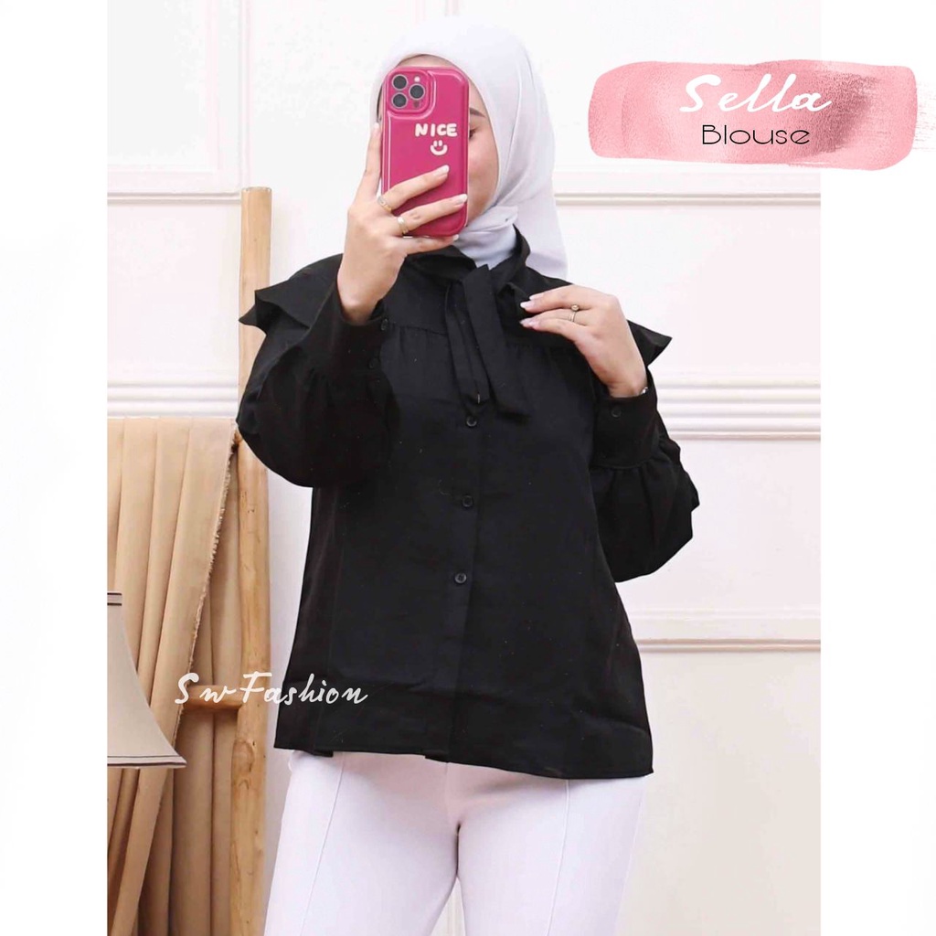 Sella blouse premium - River blouse Oneck Longsleeve - Blouse wanita