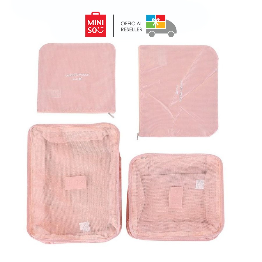 MINISO Foldable Travel Organizer Bag 4 Pack - Pink