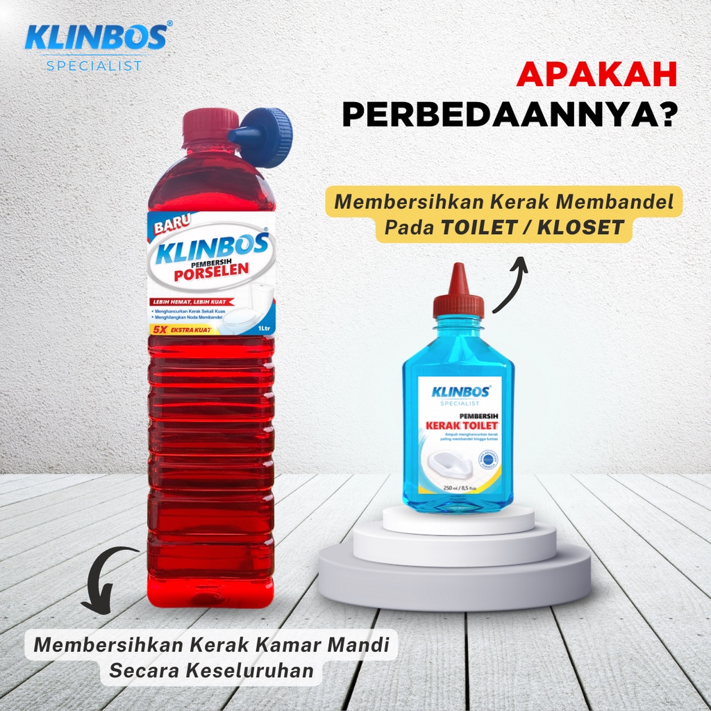 PAKET KLINBOS + KUAS + SIKAT SABUT Pembersih Kerak 5X Lebih Kuat Untuk Kamar Mandi Keramik Toilet Kaca WC