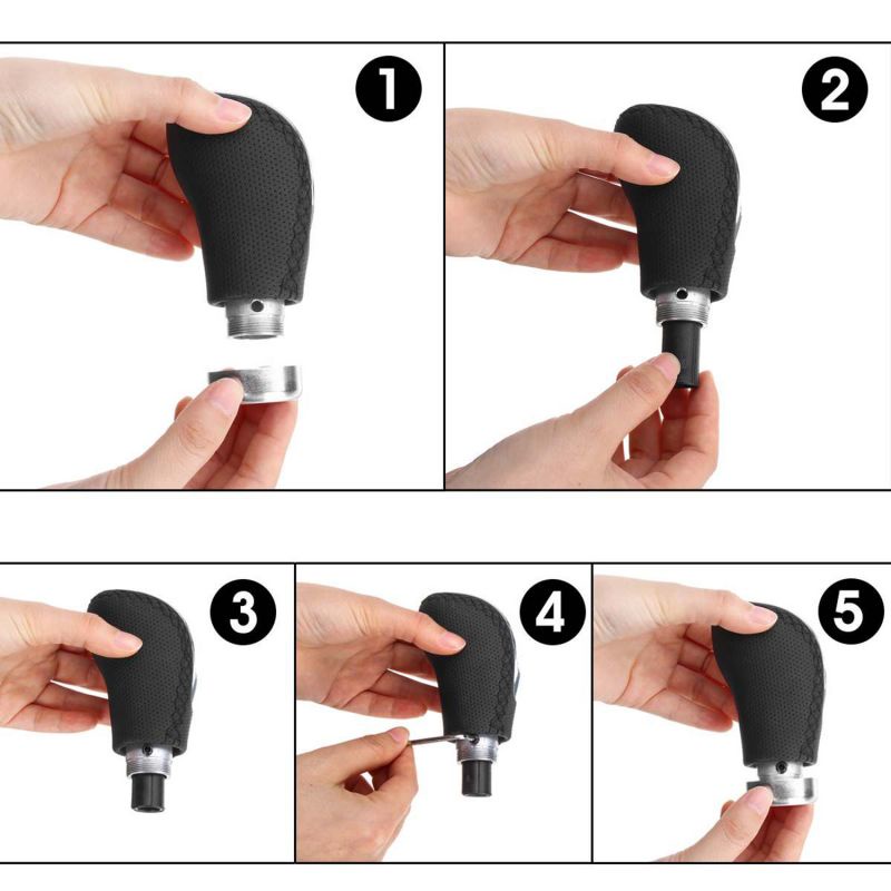 Knob Tuas Perseneling Mobil 5/6 Kecepatan Knop Perseneling Bahan PU Sarung Knob Shift + Adapter