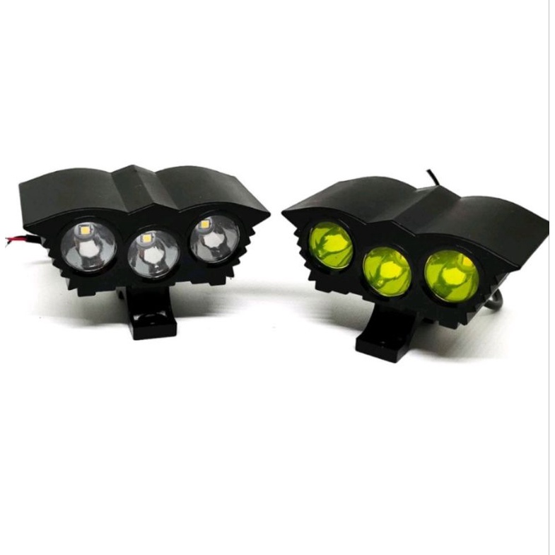 lampu tembak led cree owl 3 mata 30 w sinar putih dan kuning