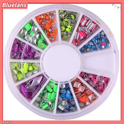 (In Stock) Kacamata Hitam Lensa Warna Warni ♡Rivet Stud Bentuk Bulatsegitigabintangkotak 6 Warna Neon Untuk Dekorasi Nail Art DIY