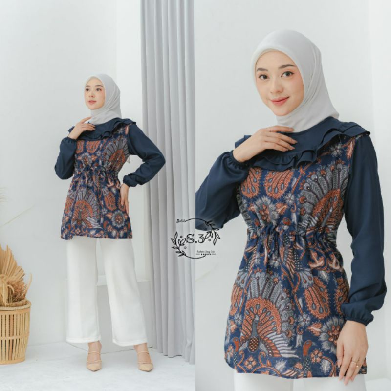 BAJU BATIK WANITA MODERN MONALISA GENES M,L,XL asli PEKALONGAN