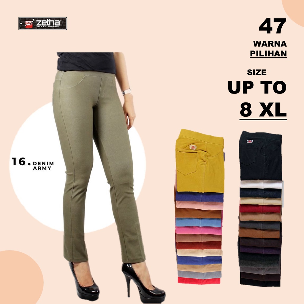 (COD) Celana Panjang Zetha Warna Denim Army / Celana Zetha Original / Celana Kerja Kantor/ Celana Le