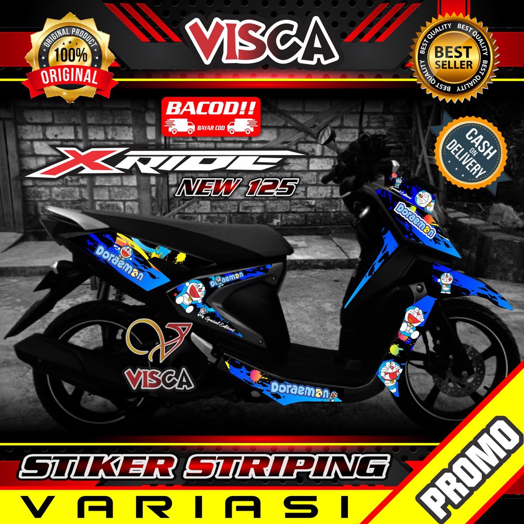 Stiker Motor Xride 125 Striping X ride 125 Sticker X ride 125 Striping Xride 125 Doraemon