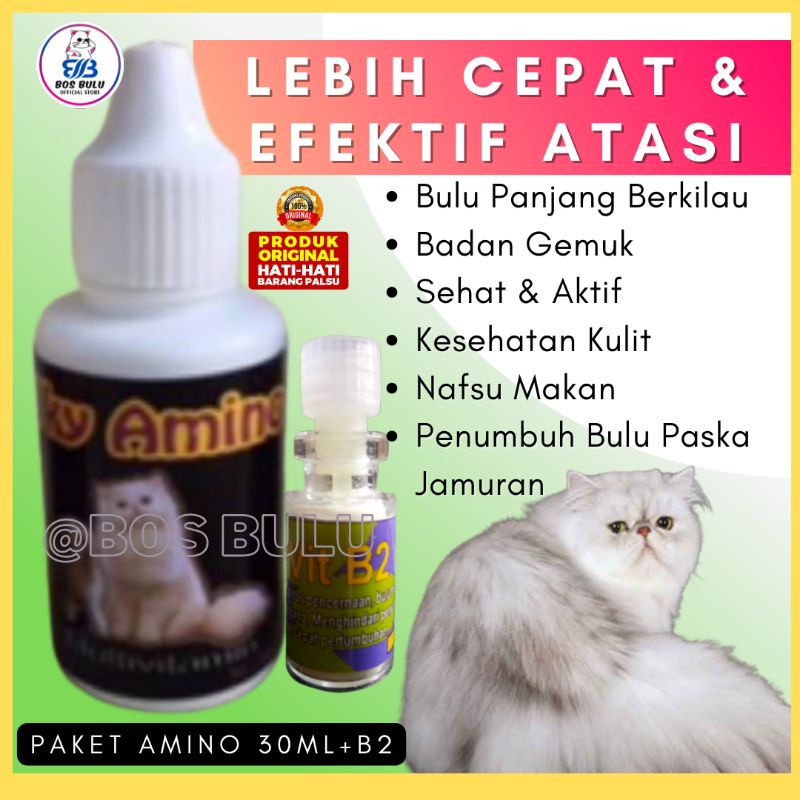 B2 paket vitamin obat rontok pelebat penumbuh bulu penambah nafsu makan biar gemuk kucing 30ml