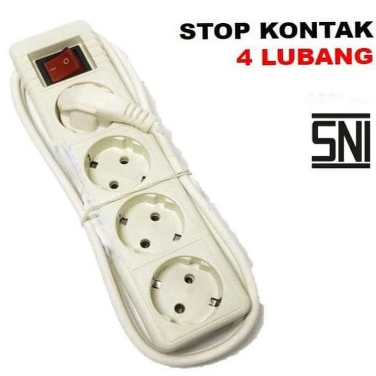 Stop Kontak Arde 4 Lubang dengan Kabel 3 Meter (Ber-SNI)