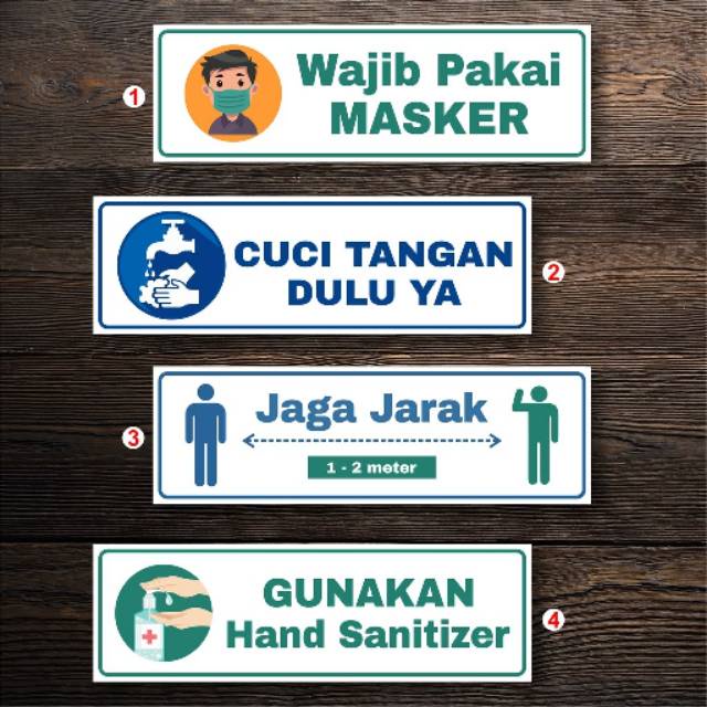 

Sticker Waterproof New Normal Wajib Pakai MAsker / Jaga Jarak Social Distancing / Cuci Tangan