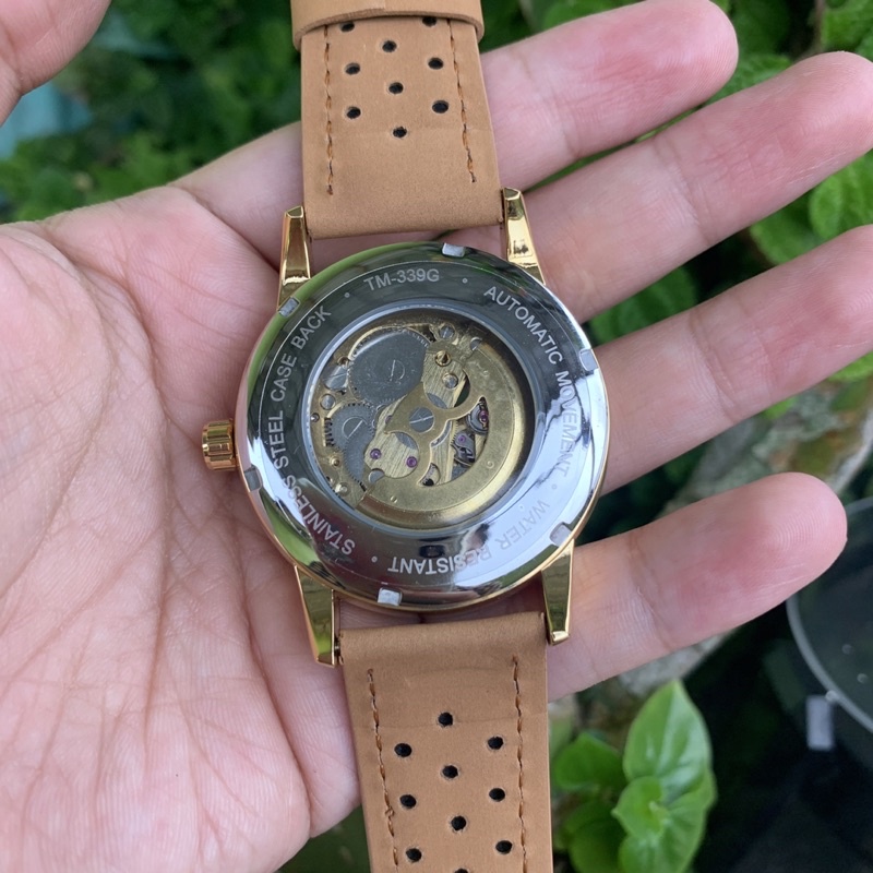 Jam Tangan Winner Automatic Gold Blue Tali Kulit