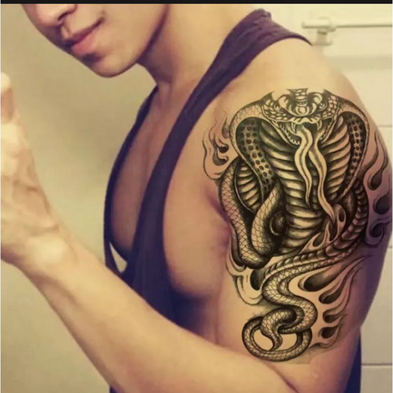 Tato Temporer Tattoo Tatto Tatoo Temporary Ular Cobra Hitam TBX-906 Tahan Air Sementara Waterproof
