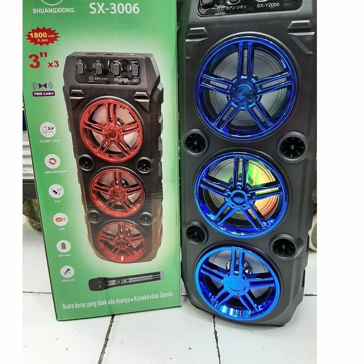 Paling Laris COD SPEAKER BLUETOOTH KARAOKE 3 TINGKAT SX-Y3006 BONUS MICROPHONE X-BASS//SPEAKER X-BAS