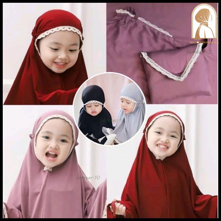 Mukena Anak Perempuan 2 Tahun 3 Tahun 4 Tahun 5 Tahun 6 Tahun 7 Tahun Polos Rayon Renda Prenium Baha