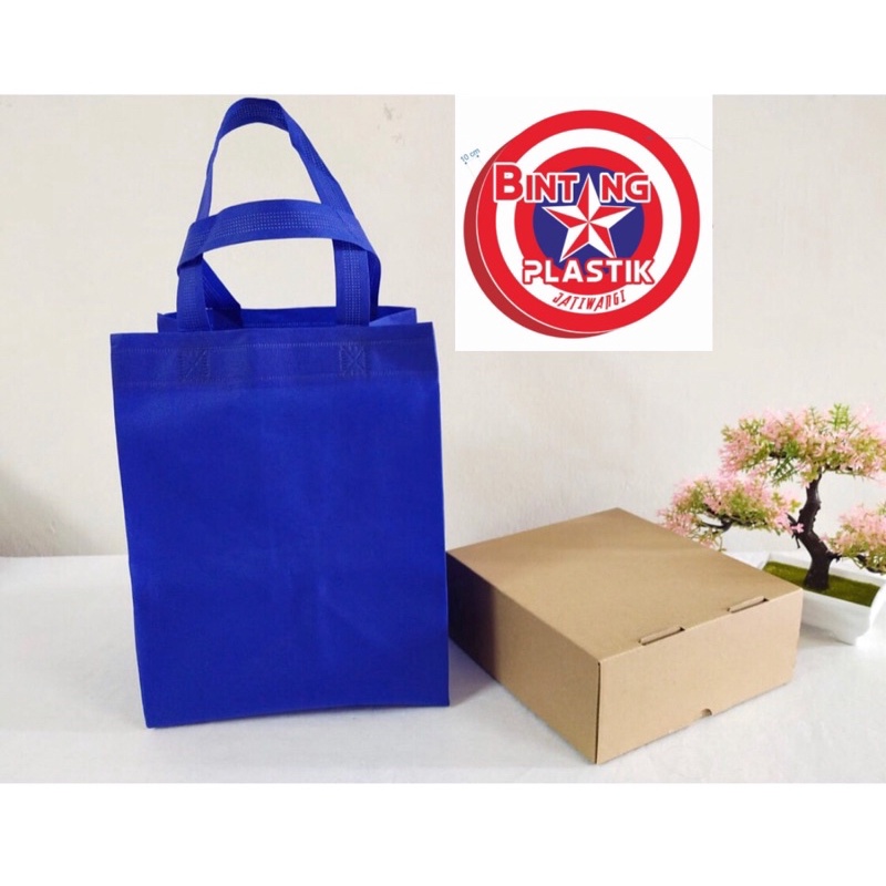 

TAS kain box TEBAL 20x20 GOODIE BAG / SPUNBOND KOTAK NASI / BOX KUE PRESS isi 1 lusin