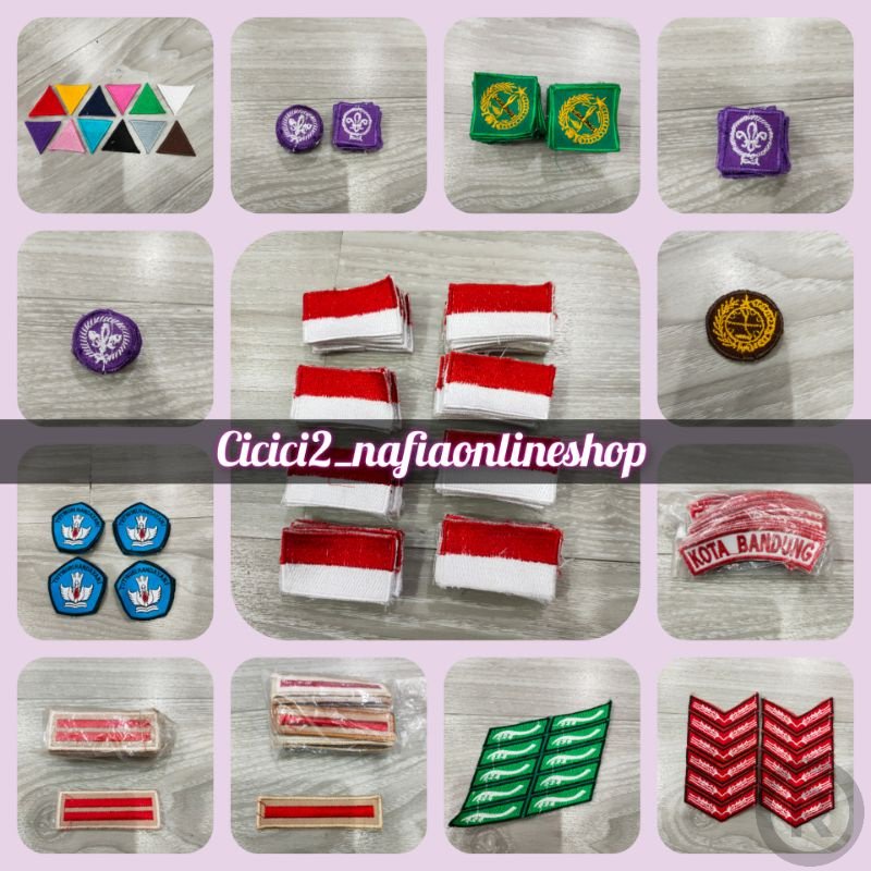 Atribut Pramuka Badge Perlengkapan Pramuka Bet SD CICICI Bordir Nama Custom
