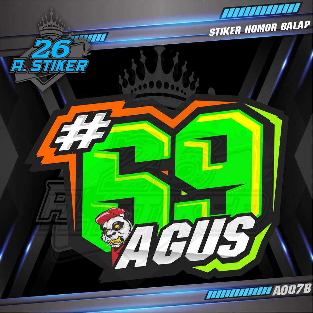 Stiker Racing nomor balap  All motor,helem dll. Custom Bisa Request angka & Kata-Kata - Sticker Cust