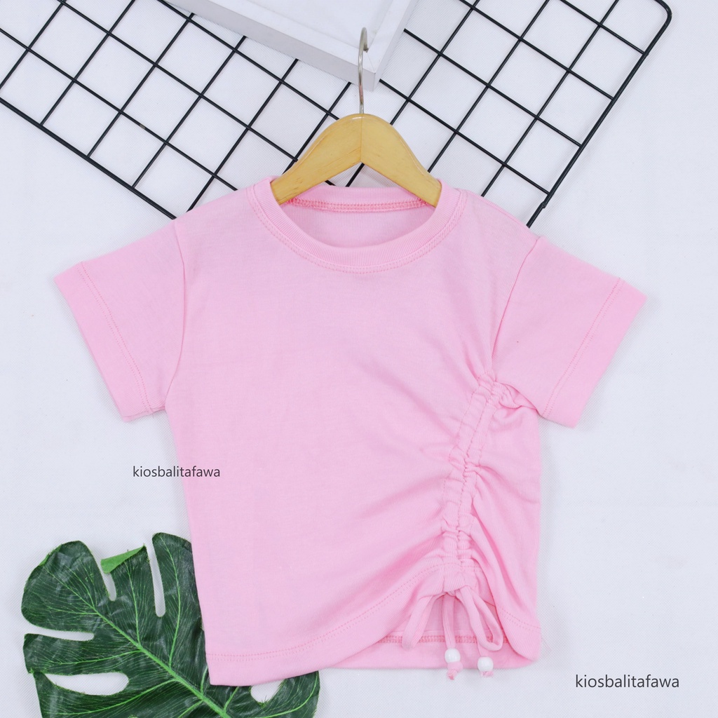 Lalisa Crop Top 2-5 Years / Kaos Knit Anak Perempuan Polos Baju Serut Anak Perempuan Blouse Atasan Bahan Cotton Rib Tebal Stretch Balita 2-5 Tahu Babycinnamon