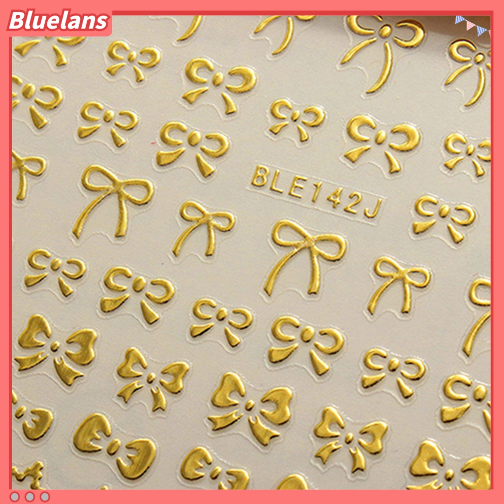 [Bayar Di Tempat][bluelans] Stiker Nail Art Manicure DIY Bentuk Pita / Hati 3D