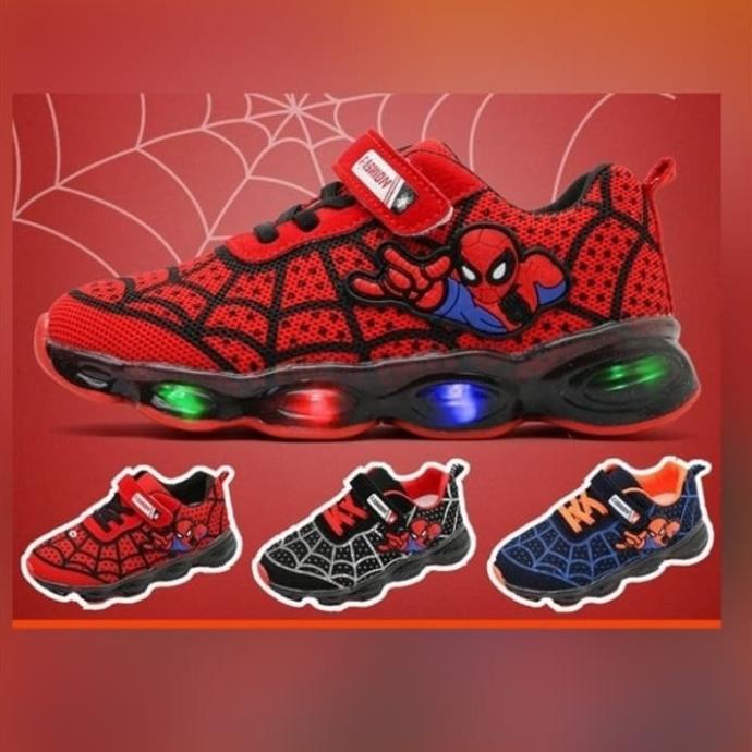 SEPATU NYALA ANAK LAKI SPIDERMAN LED/BUKAN TAS ANAK LAKI Termurah