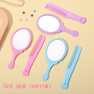 Amy'sDiary Kaca Dan Sisir Set Cermin Make Up Set Mini Alat Make Up