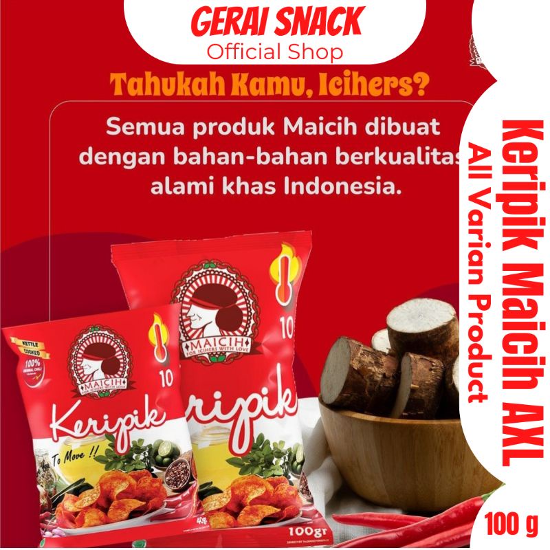 [TERLARIS] Keripik Maicih Axl Logo Hadap Samping Asli Bandung Keripik Pedas Legendaris