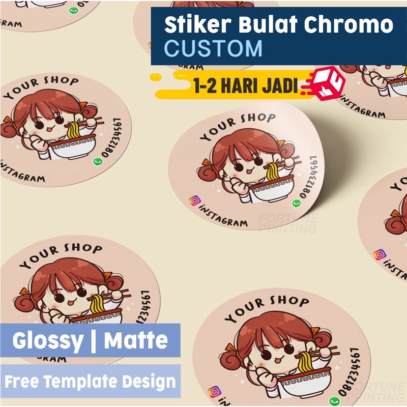 

[BEST SELLER STICKER ] Cetak Stiker Label BULAT CHROMO Non Waterproof SUDAH CUTTING Toko Olshop Kue Bakery Parfum pisang es kul kul Kemasan Produk Custom TERMURAH BISA COD
