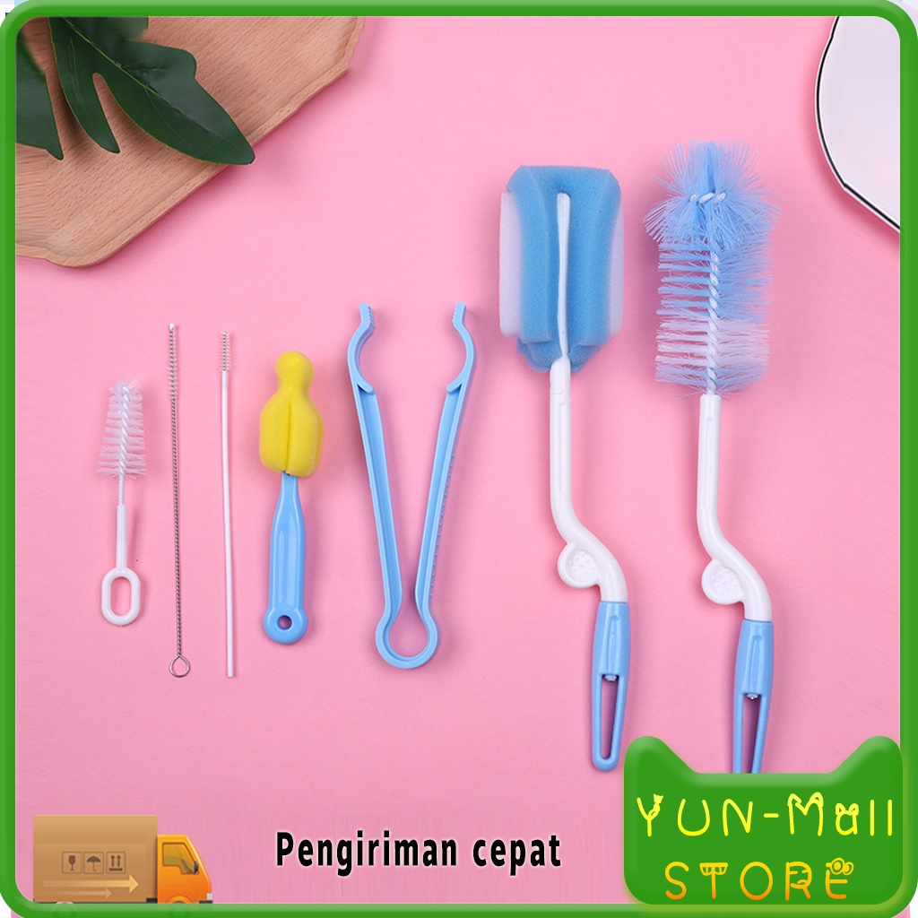 YUN Mall Sikat Sponge Pembersih Dot Botol Bayi 1 Set 7 pcs Sikat Pembersih Botol Susu Bayi