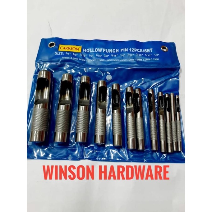 

Carrson Hollow Punch Set 12 pc / Mata Plong Kulit Set 1/8" - 3/4