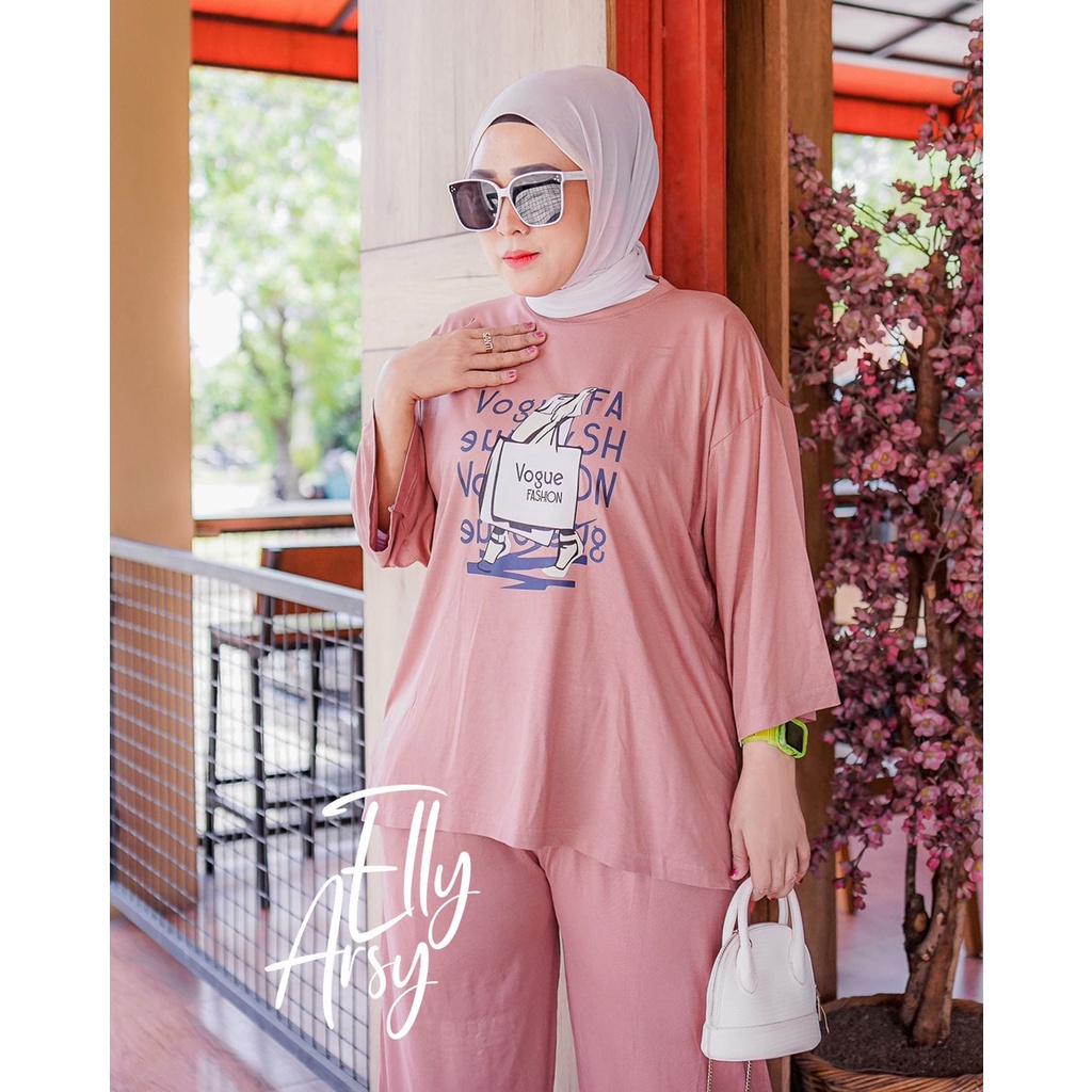 ONE SET VIRAL / kaos / tunik terbaru COMBED original motif vogueblack remaja wanita muslim polos pastel aqua beautiful blouse