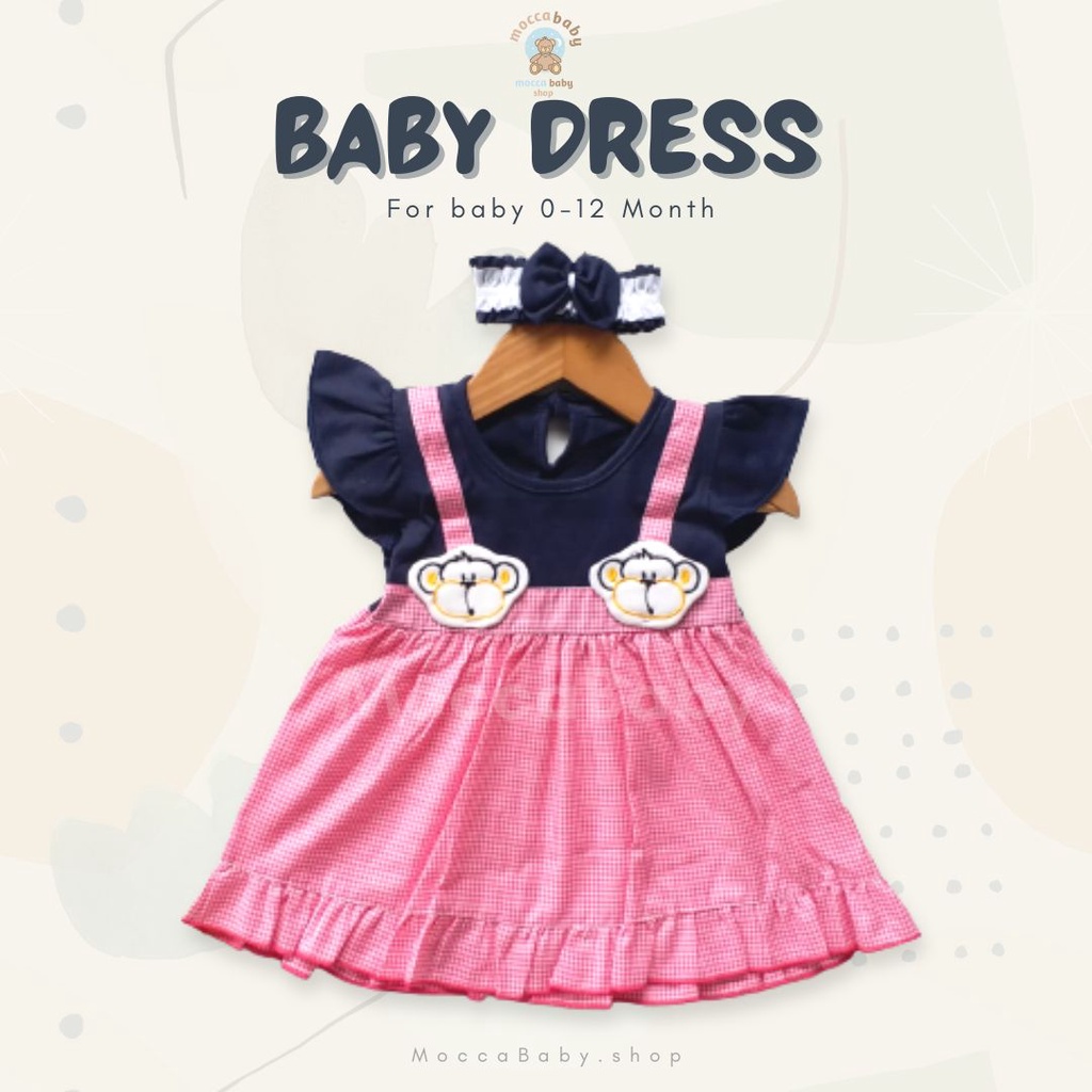 MBSS - QIU2 LITTLE MONKEY Baju Bayi Model Dress MURAH Baby Girl (0-6 bulan)  Dress Anak Perempuan