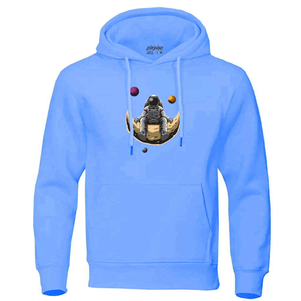 COD Sweater Hoodie Distro Astronot Bulan Premium Quality Sablon Printing Hoodie Pria &amp; Wanita Hoodie Gambar Hoodie Termurah Terlaris
