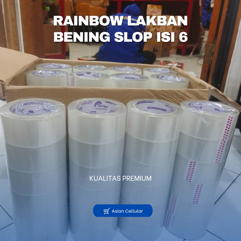 

6 pcs Tape Isolasi Lakban Bening Coklat Rainbow 48mm x 100 yards