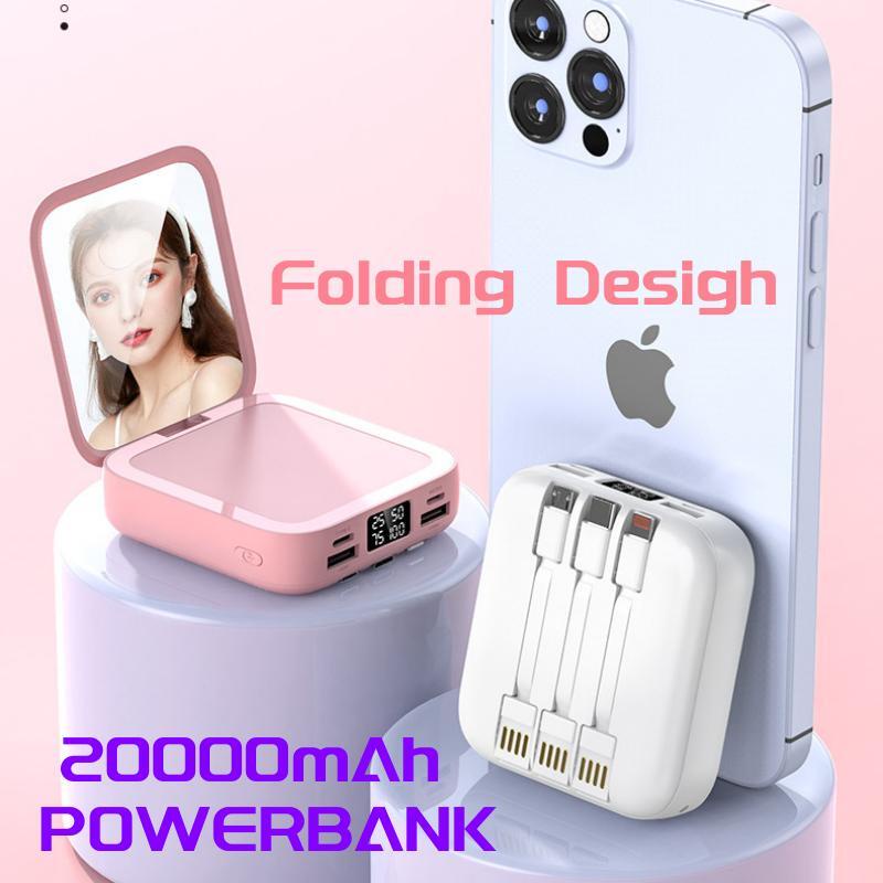 Powerbank + Beauty Mirror 20000mAh Power Bank Pengisian Cepat dengan Cermin Lipat Fast Charging(COD)