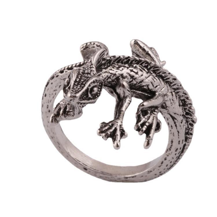 Cincin Model Terbuka Bahan alloy Desain Cicak Gaya Eropa / Amerika / retro / punk / hip hop adjustable Untuk Pria