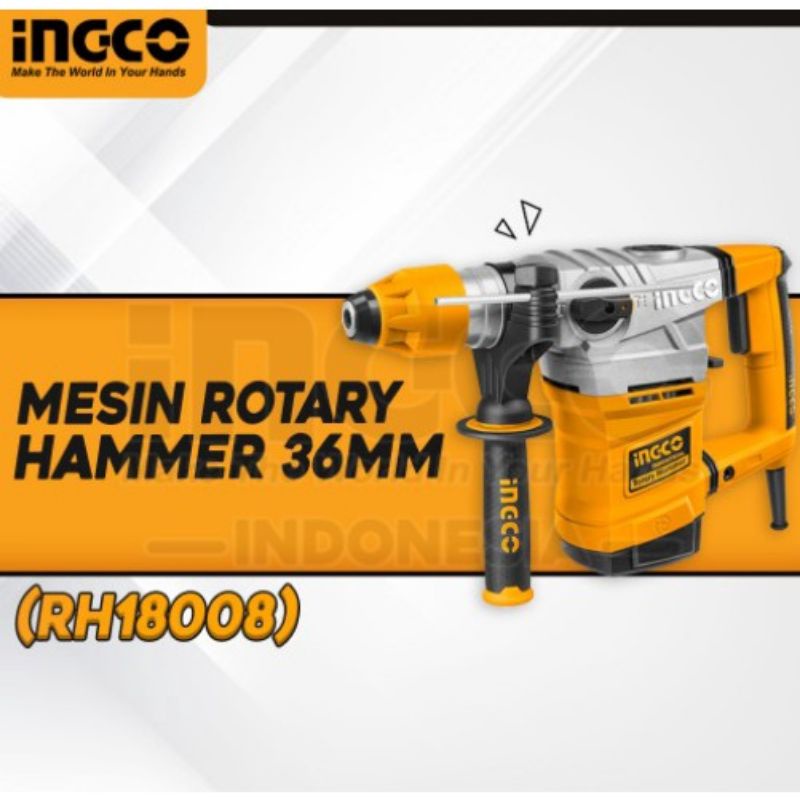 MESIN BOR BOBOK TEMBOK BETON ROTARY HAMMER 36MM INGCO RH18008