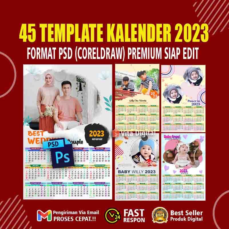 45 Template Desain Kalender 2023 Format PSD PhotoShop Siap Edit Terlaris