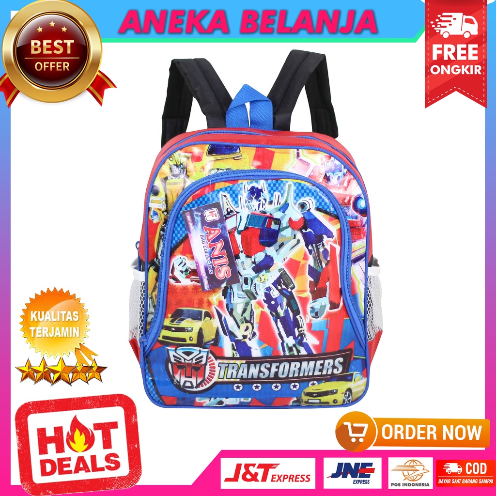 Tas Gendong Anak Mika Sedang Transformer Merah Ransel Anak Laki Laki Fashion Kids Boy Berkualitas