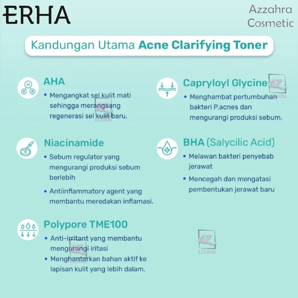 ERHA Acneact AHA BHA &amp; Niacinamide Clarifying Toner 60ml - Toner Wajah Berjerawat